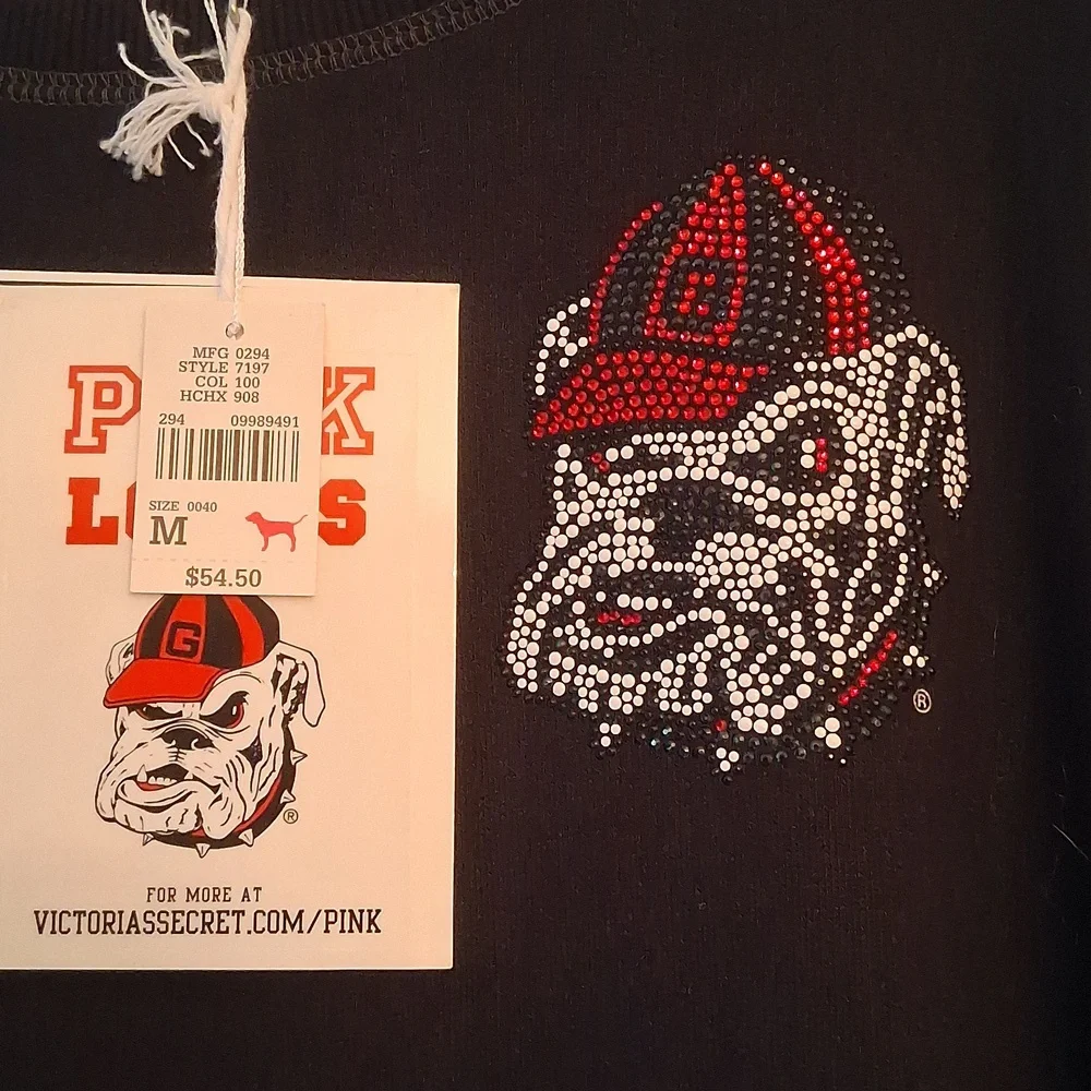 Victoria's Secret Pink Black Bulldog Long Sleeve Top - Picture 2 of 10